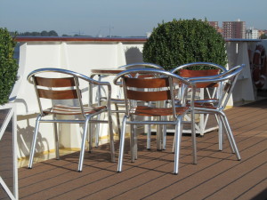 On the upper deck of the River Queen.