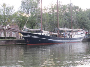 a boat along on canal boat tour