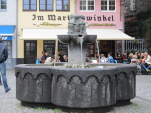 City fountain in the center of the square