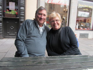 MIke and Pat at a sidewalk bistro in Cologne