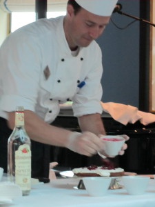 Chef Dimitri. pastry chef,  demonstrates how to make a Black Forest Cake