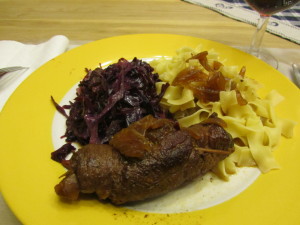 Rouladen, Noodles and Red Cabbage