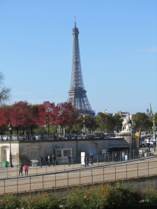 The Eiffel Tower from the Tuilleries! Notice the bright blue skies!