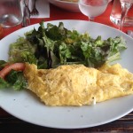 Plain omelet with salad