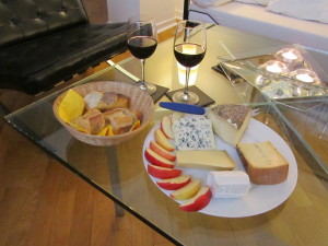 Fruit, cheese and wine as staged by Pat